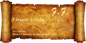Fényes Frida névjegykártya